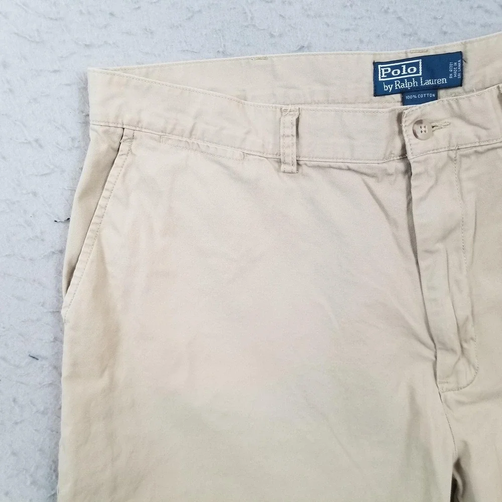Polo Ralph Lauren Shorts Mens 38 Beige Chino Flat Front 10 Inseam Casual Summer